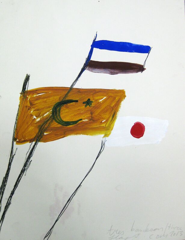 Cristina de Miguel, ‘Three Flags’, 2013, Drawing, Collage or other Work on Paper, Acrylic and charcoal on paper, BAM (Brooklyn Academy of Music) Benefit Auction
