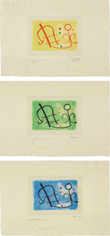 Joan Miró, ‘Fusée (Rocket): three plates’, 1959, Print, Three etchings and aquatints in colors all with hand-coloring, on pale green wove paper, with full margins, Phillips