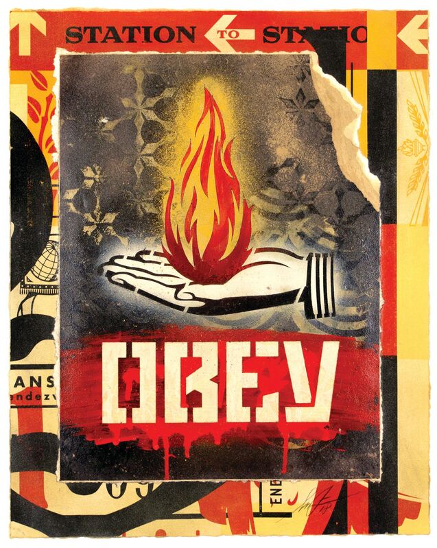 Shepard Fairey, ‘Creative Flame’, 2018, Mixed Media, Collage on paper, Galerie Ernst Hilger 