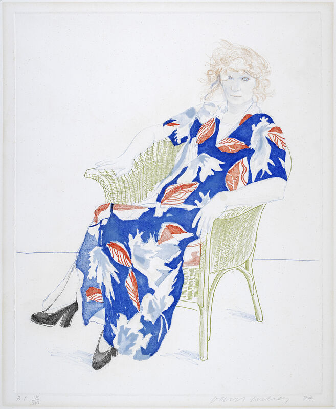 David Hockney, ‘Celia in a Wicker Chair’, 1974, Print, Soft-ground etching and aquatint printed in five colours., Sims Reed Gallery