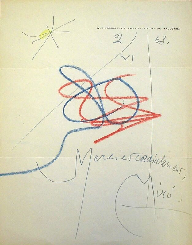 Joan Miró, ‘Untitled’, 1963, Drawing, Collage or other Work on Paper, Mixed media on paper, Nicholas Gallery