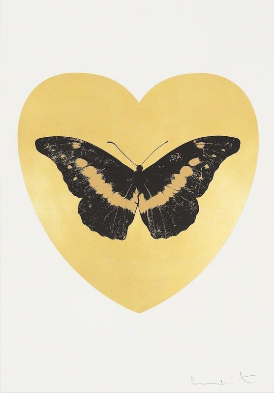 Damien Hirst, ‘I Love You - gold leaf, black, cool gold ’, 2015, Print, Gold leaf and 2 colour foil block on Somerset Satin 410gsm. Edition of 14. Signed and numbered., Paul Stolper Gallery