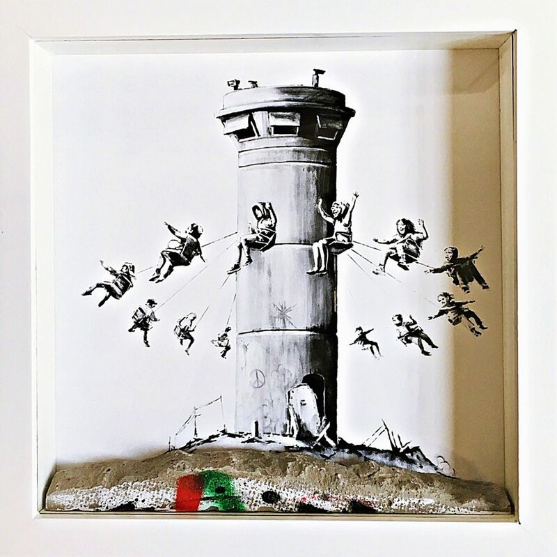 Banksy, ‘Walled Off Hotel’, 2017, Sculpture, Mixed media: unique piece of concrete/cement wall with framed lithograph. (concrete box assemblage)., Alpha 137 Gallery Gallery Auction