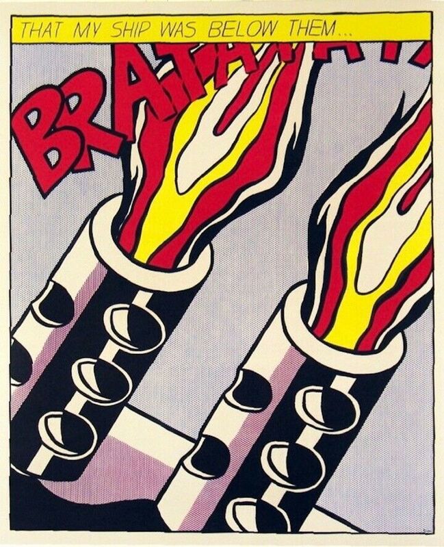 Roy Lichtenstein, ‘As I Opened Fire’, ca. 1997, Print, Offset Lithograph in colors on three sheets of wove paper, Art Commerce
