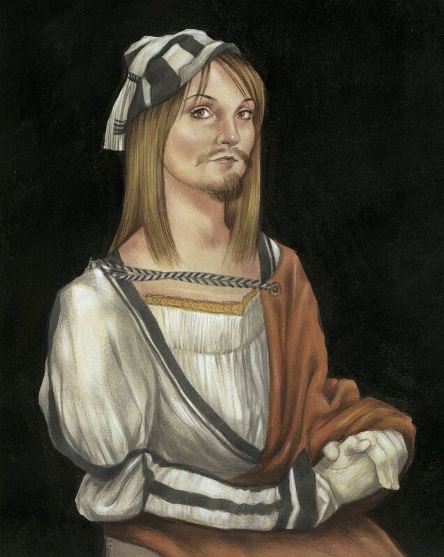 Anita Kunz, ‘Self Portrait with Facial Hair: Durer’, Painting, Acrylic on acid free board, Ro2 Art