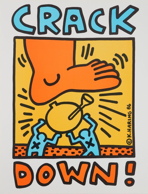 Keith Haring, ‘Crack Down!’, 1986, Print, Offset lithograph in colours on paper, Chiswick Auctions