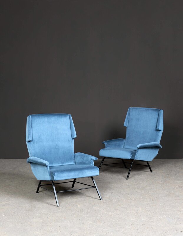 Gustavo Pulitzer, ‘Pair of armchairs’, vers 1950, Design/Decorative Art, Metal and velvet, Leclere 