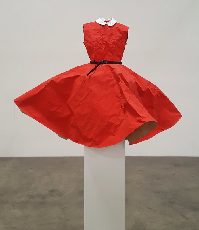 Phranc, ‘Red Dress (Please Don't Make Me Wear This Dress)’, 2018, Sculpture, Kraft paper, thread, paint, and cardboard, Craig Krull Gallery