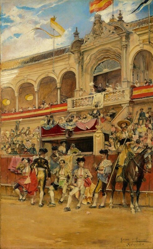 José García y Ramos, ‘Inside the Bullring’, ca. 1880, Painting, Oil on panel, Clark Art Institute