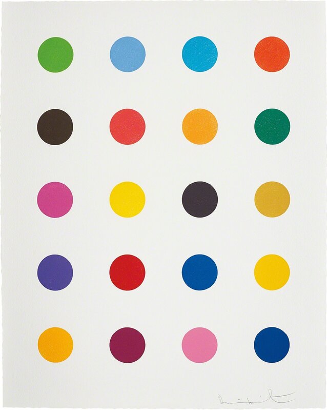 Damien Hirst, ‘Benzyloxyurea, from 40 Woodcut Spots’, 2011, Print, Woodcut in colours, on Somerset Textured paper, with full margins., Phillips