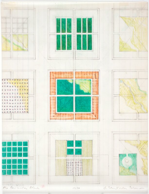 Barbara Stauffacher Solomon, ‘The Perimeter Block’, 1987, Drawing, Collage or other Work on Paper, Graphite and colored pencil on vellum paper, San Francisco Museum of Modern Art (SFMOMA) 