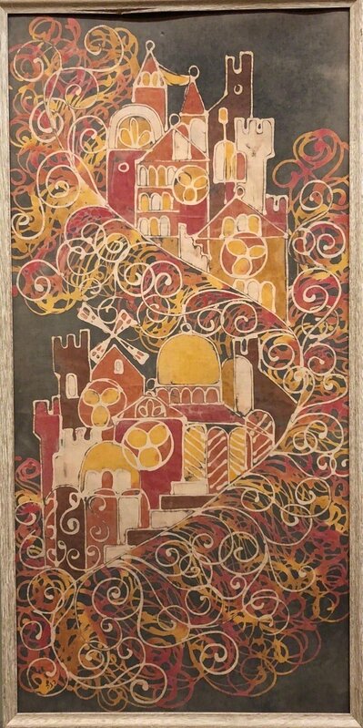 Unknown, ‘Vintage Israeli Kibbutz Folk Art Silk Batik Painting Jerusalem Maskit, Bezalel’, 1960-1969, Painting, Mixed Media, Lions Gallery