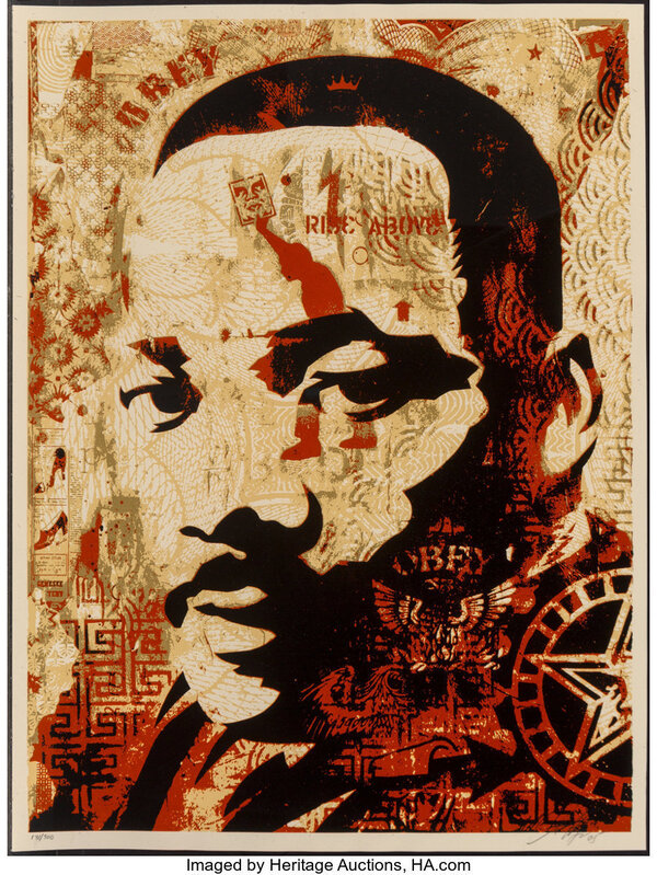 Shepard Fairey, ‘MLK JR’, 2005, Print, Screenprint in colors on speckled cream paper, Heritage Auctions