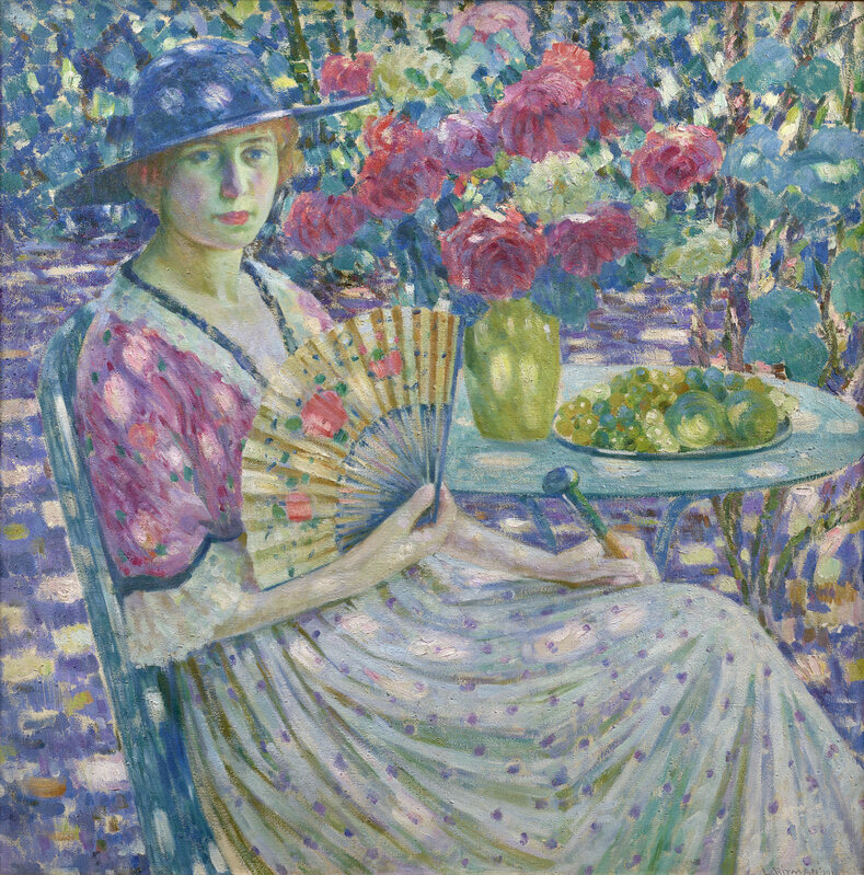 Louis Ritman, ‘Girl with a Fan, Giverny’, 1914, Painting, Oil on canvas, Debra Force Fine Art
