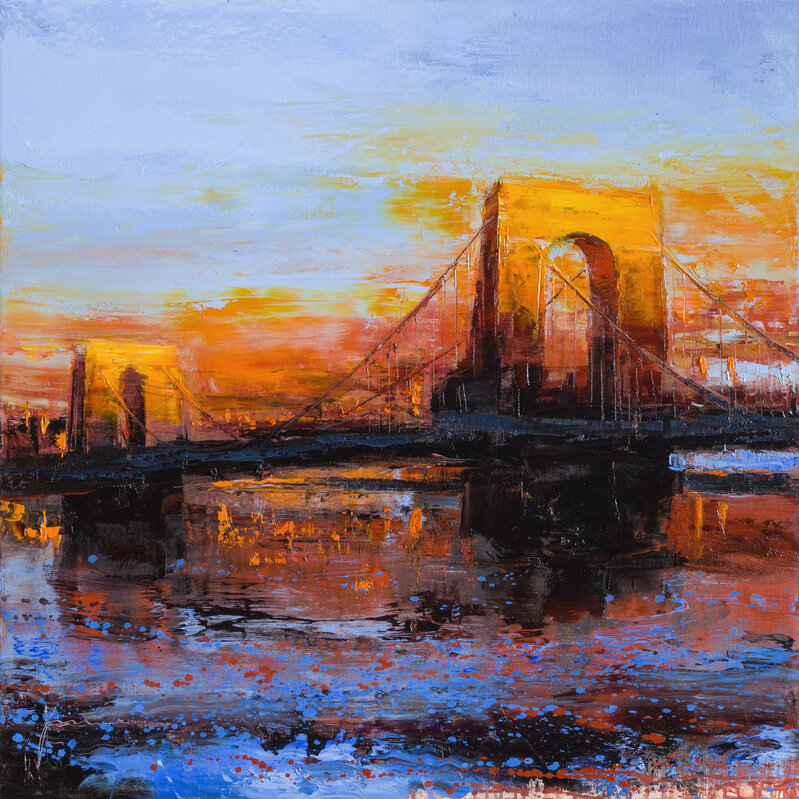 Davide Frisoni, ‘Sunset Bridge’, 2021, Painting, Oil on canvas, Art Preview