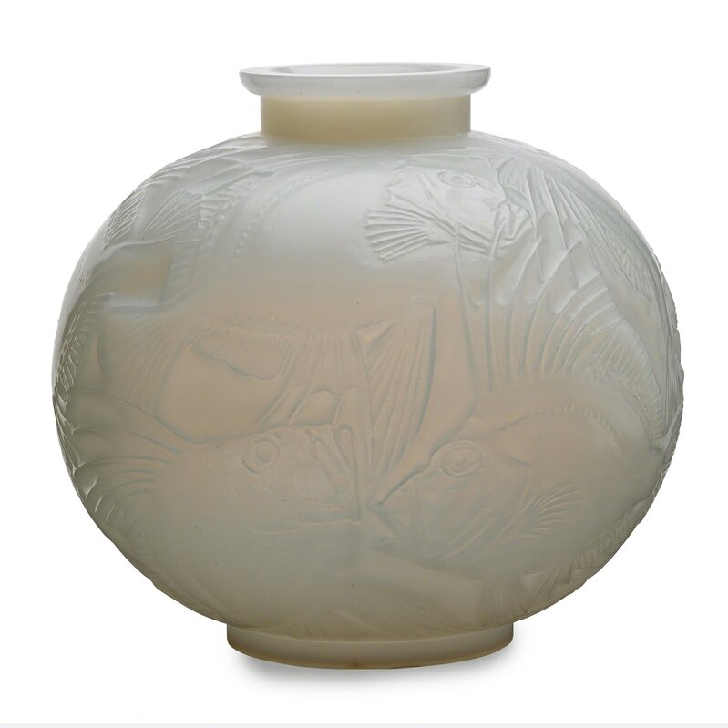 Lalique, ‘Poissons vase’, des. 1921, Design/Decorative Art, Cased white opalescent glass, France, Rago/Wright/LAMA/Toomey & Co.