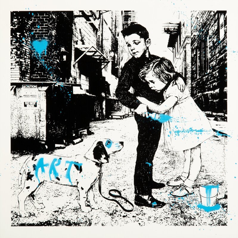 Mr. Brainwash, ‘Pup Art (Blue)’, 2012, Print, Screenprint in colors with stencil and hand-embellishments on Archival Art paper, Heritage Auctions