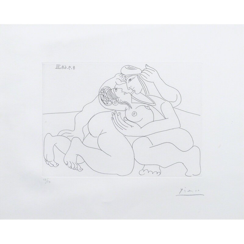 Pablo Picasso, ‘Raphaël et la Fornarina, planche XXIII de la Série 347’, 1968, Print, Etching in black on vellum, PIASA
