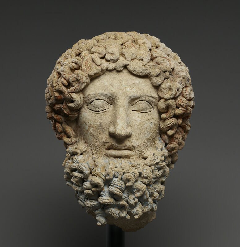 ‘Head of Hades’, ca. 400 -300 BCE, Terracotta and polychromy, J. Paul Getty Museum