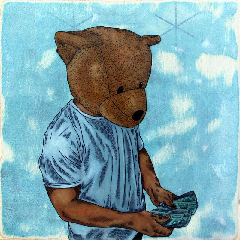 Sean 9 Lugo, ‘Ballin’, 2018, Painting, Watercolor, ink, and paper on panel, Deep Space Gallery