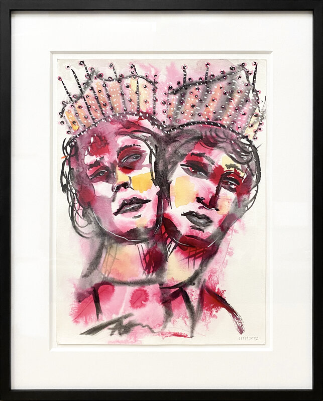 Jennifer Mawby, ‘Lady Liberties/Twin Tiaras’, 2022, Drawing, Collage or other Work on Paper, Ink and watercolour on Canson watercolour paper, Bailey House Benefit Auction