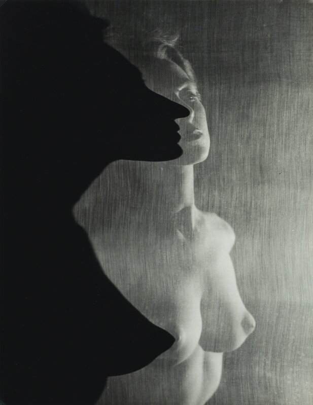 Erwin Blumenfeld, ‘Shadow Profile Behind Veil (Female Nude)’, 1942, Photography, Silver print on original mount, Contemporary Works/Vintage Works