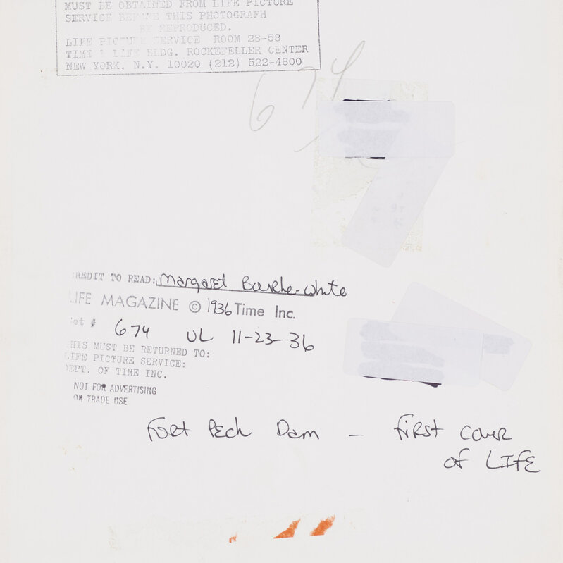 Margaret Bourke-White, ‘Fort Peck Dam’, Photography, Gelatin silver print on Baryta paper, Rago/Wright/LAMA/Toomey & Co.
