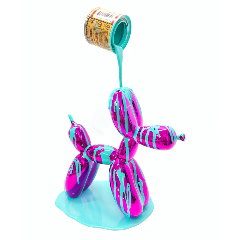Joe Suzuki, ‘Balloon Puppy (Magenta and Aqua Blue)’, 2021, Sculpture, Epoxy Resin, Enamel, Paint Can, NextStreet Gallery