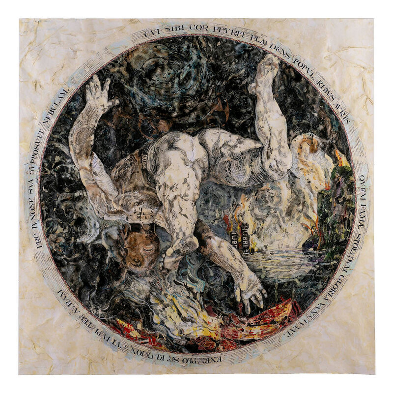 Margaret Lawless, ‘Ixion, after Hendrick Goltzius’, ca. 2021, Painting, Mixed media with collage, Michael Warren Contemporary