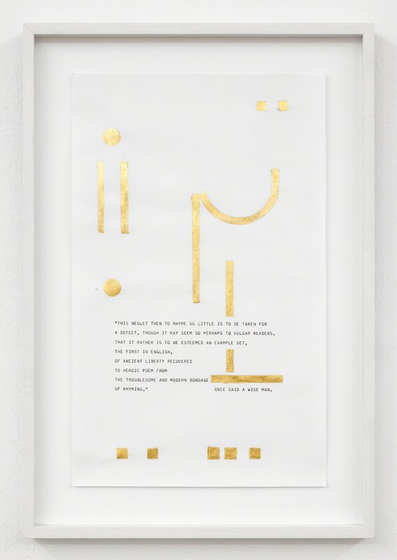 Rita Sobral Campos, ‘The troublesome and modern bondage of rhyming’, 2013, Drawing, Collage or other Work on Paper, Carbon ink and gold leaf on paper