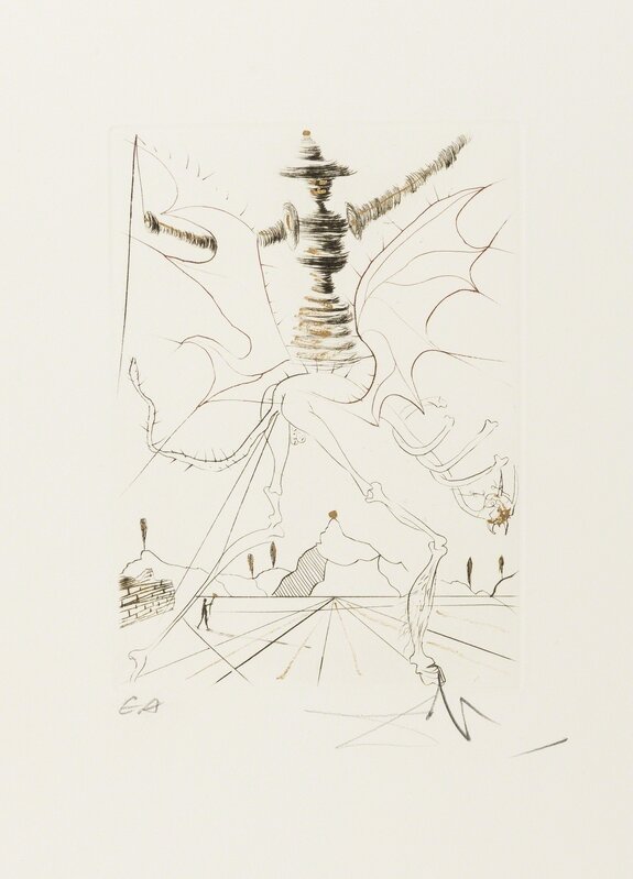 Salvador Dalí, ‘Henry VI (Field 71-1D; M&L 400c)’, 1970, Drawing, Collage or other Work on Paper, Drypoint with hand colouring in gold, Forum Auctions