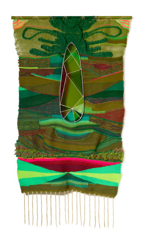 Terri Friedman, ‘Green Placebo’, 2019, Textile Arts, Green Placebo, 2019, 74” x 41” , wool, cotton, acrylic fibers, stained glass, $15,000, Cheryl Numark Fine Art