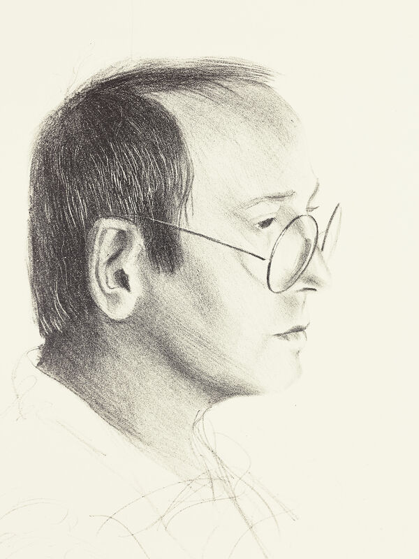 David Hockney, ‘Mo McDermott’, 1976, Print, Lithograph on buff Arches cover, mould-made paper, Petersburg Press 