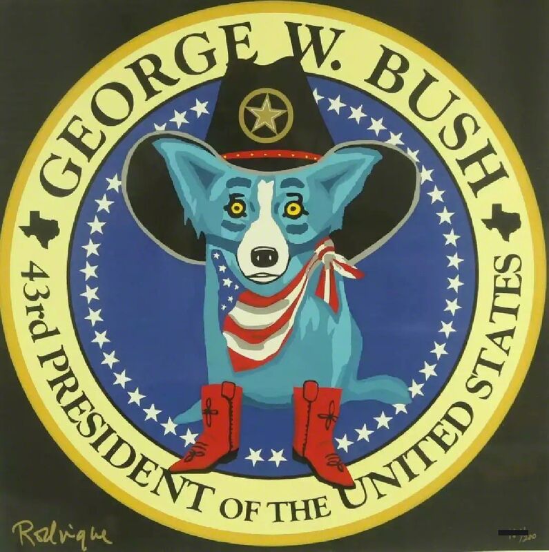 George Rodrigue, ‘George W. Bush Presidential Seal Blue Dog’, 2001, Print, Silkscreen, Modern Artifact
