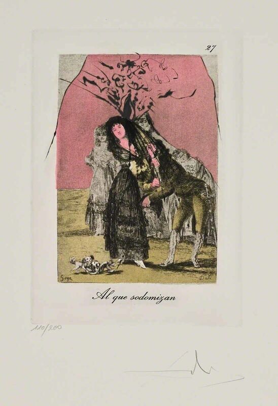 Salvador Dalí, ‘Al que sodomizan (Les Caprices de Goya de Dalí, #27)’, 1977, Print, Hand-signed etching on heliogravure, Martin Lawrence Galleries