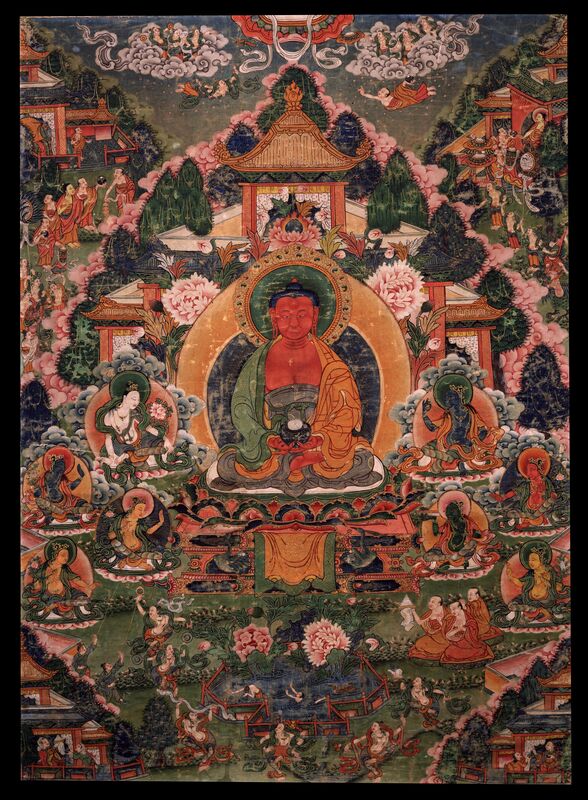 ‘Buddha Amitabha in His Pure Land of Sukhavati’, 18th century, Painting, Pigments on cloth, Rubin Museum of Art