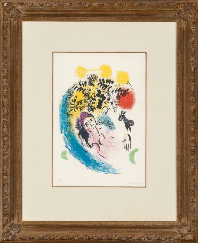 Marc Chagall, ‘Les amoureux au soleil rouge’, 1960, Print, Lithograph in colors on wove paper, Heritage Auctions
