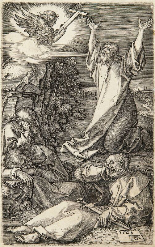 Albrecht Dürer, ‘Christ on the Mount of Olives, 1508, from The Engraved Passion’, 1508-13, Print, Engraving on laid paper with partial watermark, Skinner