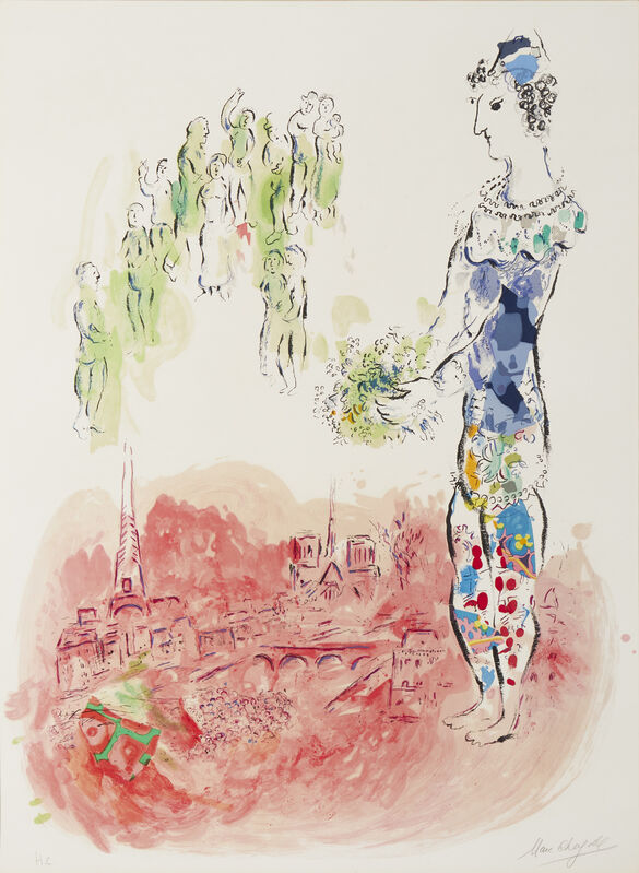 Marc Chagall, ‘The Magician of Paris II’, 1969-1970, Print, Color lithograph on Arches paper under glass, John Moran Auctioneers