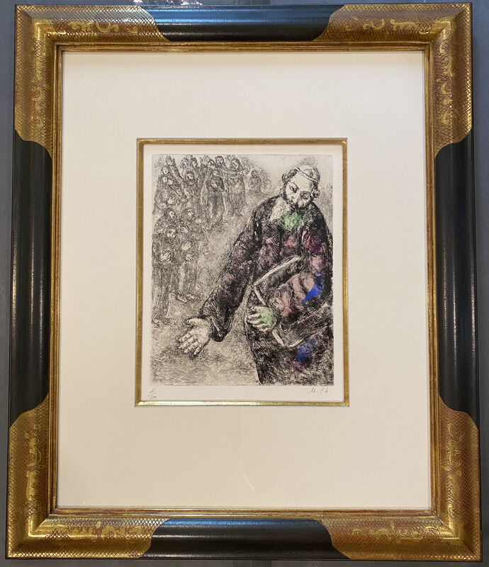 Marc Chagall, ‘Joshua Reading the Words of the Law, from The Bible Etchings’, 1958, Print, Etching with watercolor on Arches wove, Georgetown Frame Shoppe