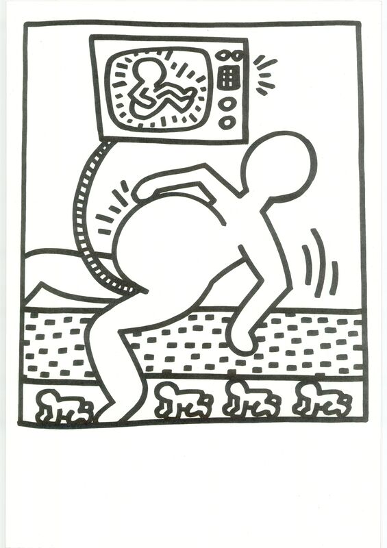 Keith Haring, ‘Lithograph from Lucio Amelio's Artist Haring Book (1983)’, 1983, Print, Lithograph in black and white on paper, RestelliArtCo.