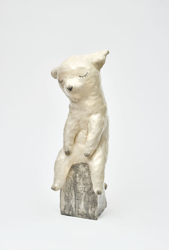 Clémentine de Chabaneix, ‘Sitting white cat’, 2020, Sculpture, Glazed ceramic, Antonine Catzéflis