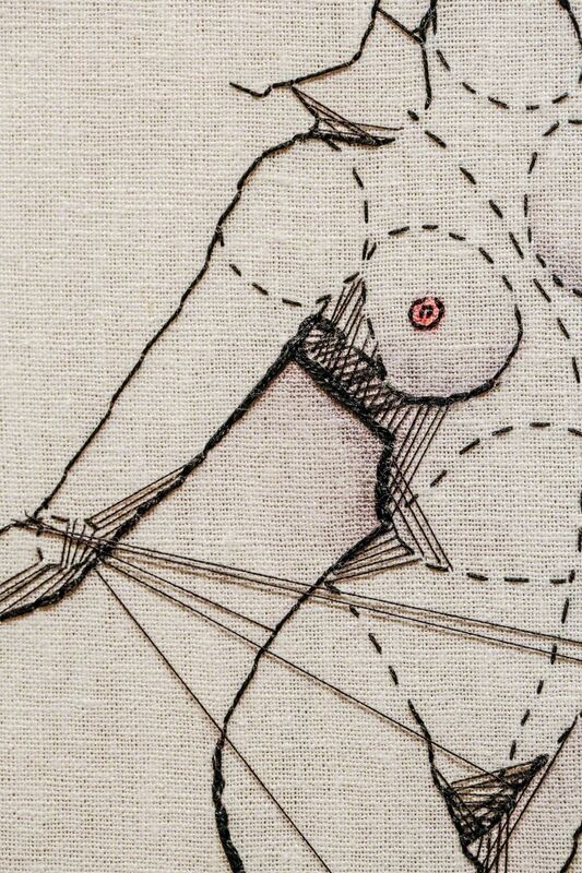 Andrea Farina, ‘Pas de Deux’, 2015, Textile Arts, Embroidery on stretched linen with ink, Paradigm Gallery + Studio