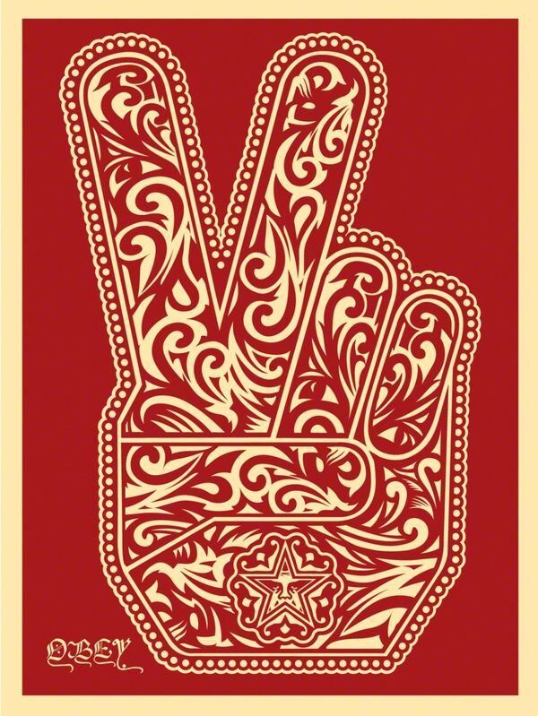 Shepard Fairey, ‘Peace Fingers 2’, 2016, Print, Screenprint, Art for ACLU Benefit Auction