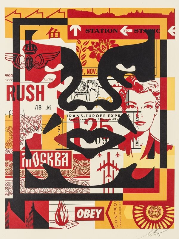 Shepard Fairey, ‘Three Faces Collage I-III’, 2017, Print, The set of three offset lithographs printed in colours, Forum Auctions
