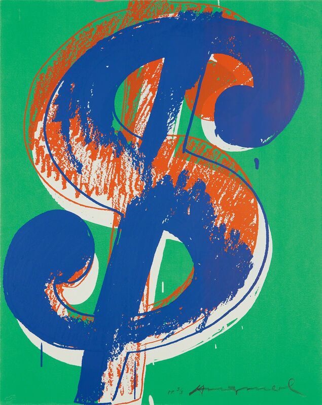 Andy Warhol, ‘$ (1)’, 1982, Print, Unique screenprint in colors, on Lenox Museum board, the full sheet., Phillips