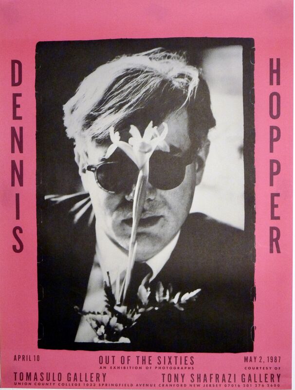 Dennis Hopper, ‘ Dennis Hopper Out of the Sixties exhibit poster (Hopper Andy Warhol with flower)’, 1987, Ephemera or Merchandise, Offset lithograph, Lot 180 Gallery