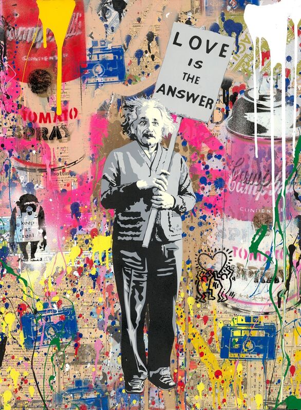 Mr. Brainwash, ‘Einstein’, 2019, Painting, Silkscreen and Mixed Media on Paper, Corridor Contemporary