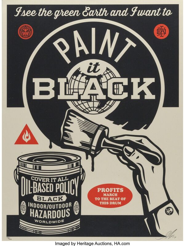Shepard Fairey, ‘Paint it Black (Brush) and Paint it Black (Hand)’, 2014, Print, Screenprints in colors on Spekletone paper, Heritage Auctions
