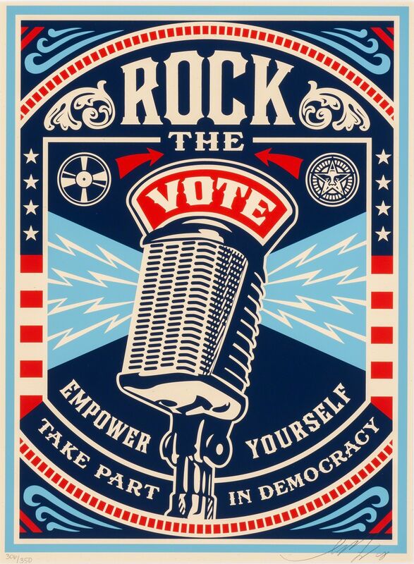 Shepard Fairey, ‘Rock The Vote’, 2008, Print, Signed and numbered screenprint on paper, Doyle